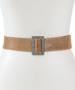 Rhinestone Fashion Belt W/ Square Buckle BT320040 GOLD